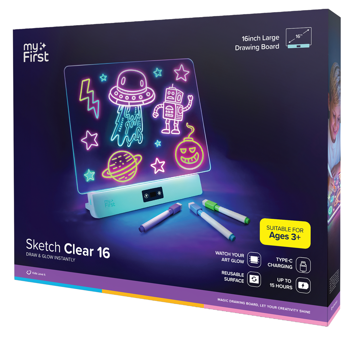 myFirst Sketch Clear | Glowing Light Board for Kids
