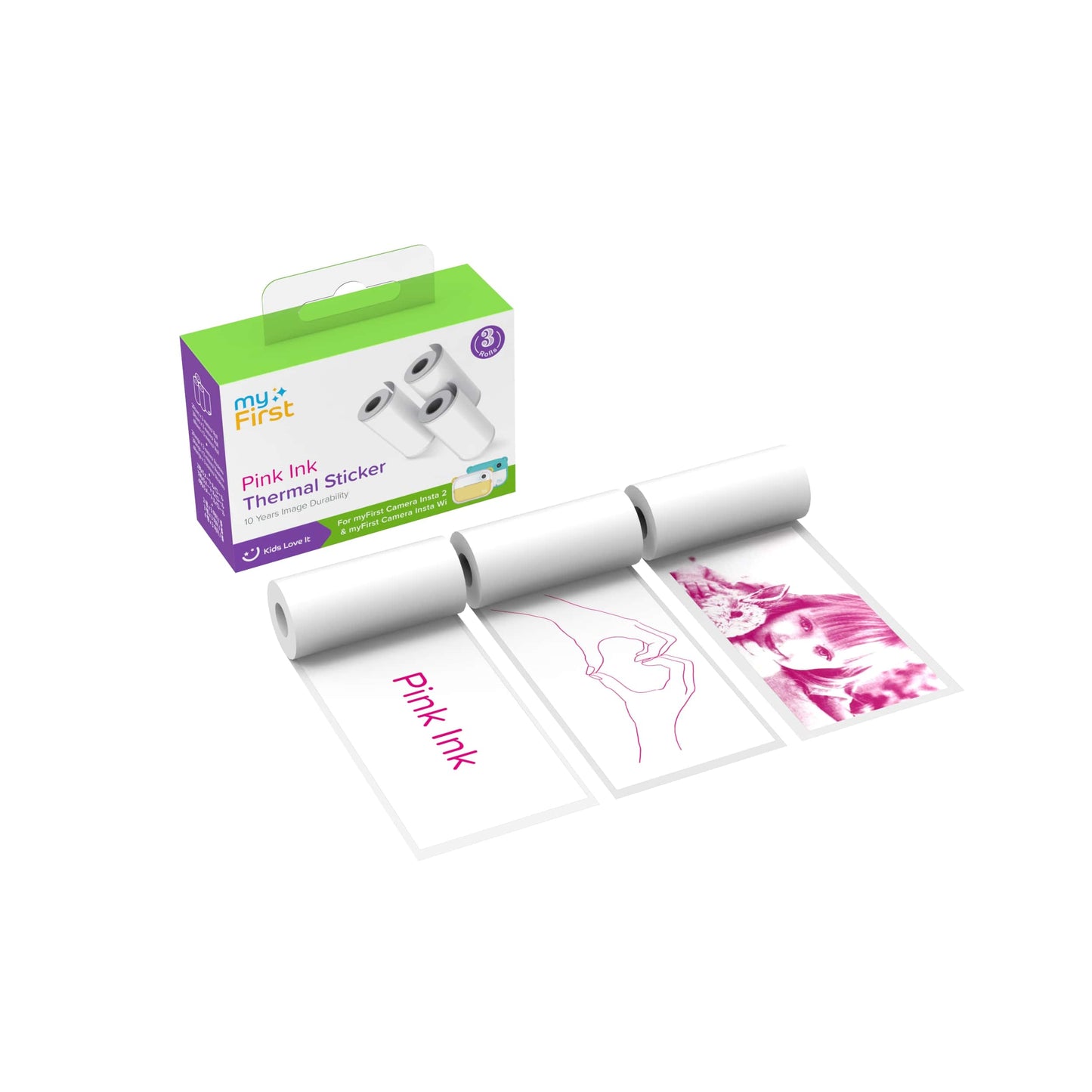 Thermal Sticker White with Pink Ink for myFirst Camera Insta 2/Insta Wi/Insta 20