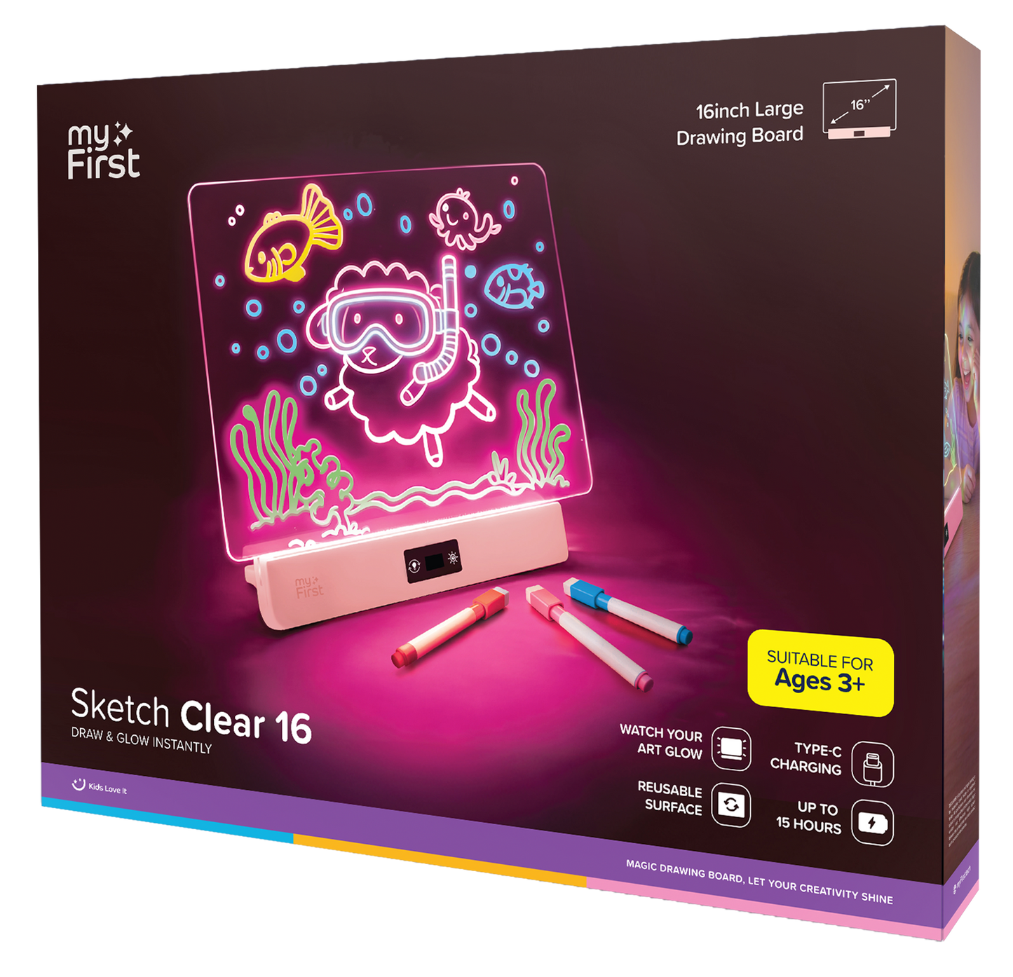myFirst Sketch Clear | Glowing Light Board for Kids